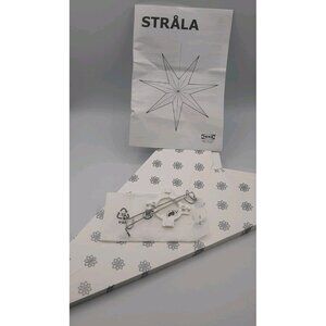 IKEA STRALA Star Light Pendant Table Lamp Shade White Grey Floral 35 Inch